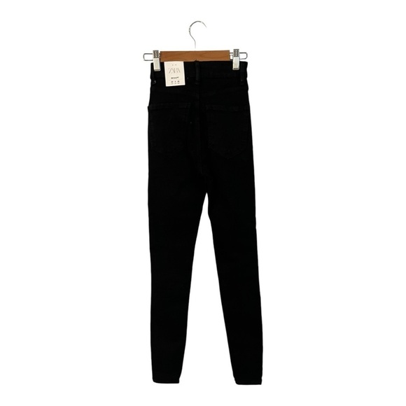 ZARA Sculpt High Rise Ankle Length Black Jeans Size 0 3643/050 New - Picture 2 of 6